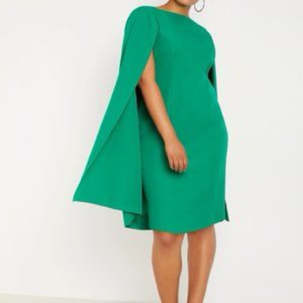 Eloquii Green Cape Sleeve Dress